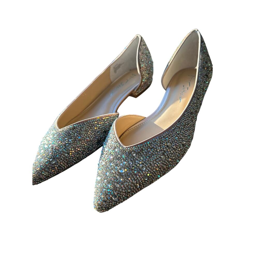 Betsey Johnson Remy Silver Rhinestone Ballet Flats Size 9 Pointed Toe New - Picture 4 of 9